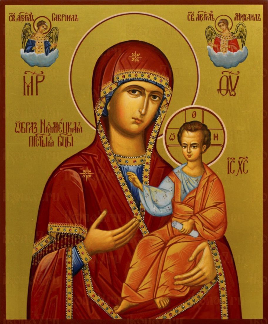 Нямецкая икона Божией Матери рукописная на липовой доске (24168)