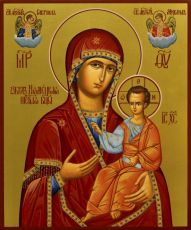 Нямецкая икона Божией Матери рукописная на липовой доске (24168)