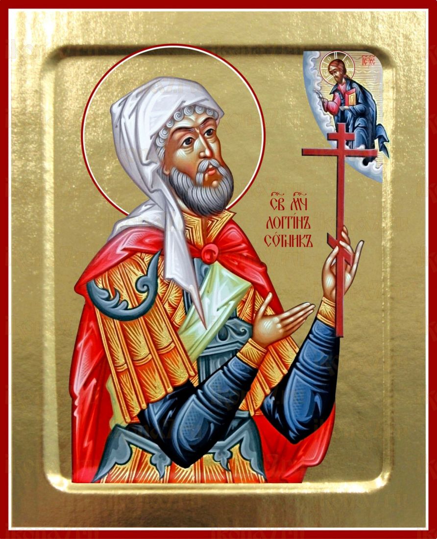 Лонгин Сотник рукописная Икона на липовой доске (22812)