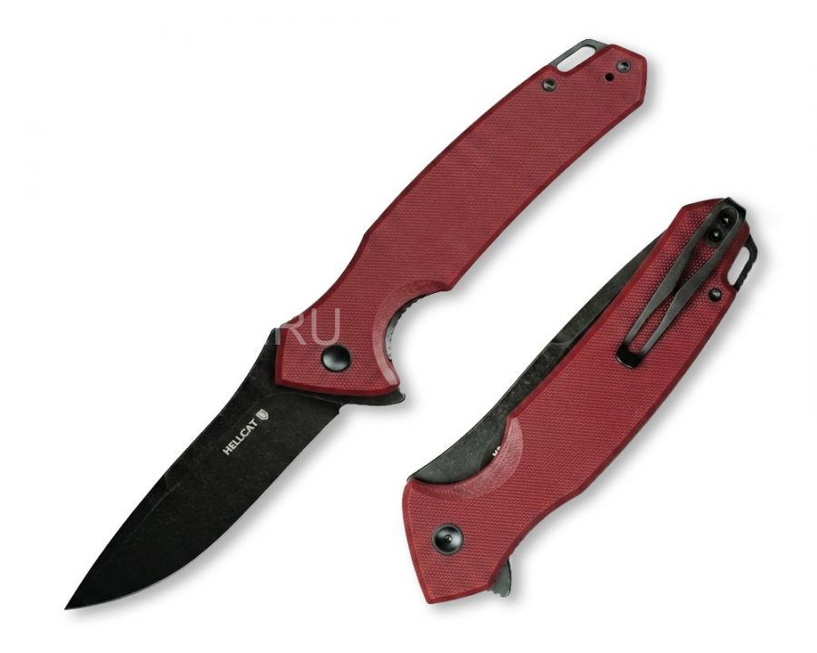 Нож складной Hellcat Blackwash Burgundy
