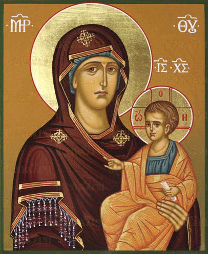 Попская икона Божией Матери рукописная на липовой доске (24176)