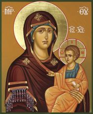 Попская икона Божией Матери рукописная на липовой доске (24176)