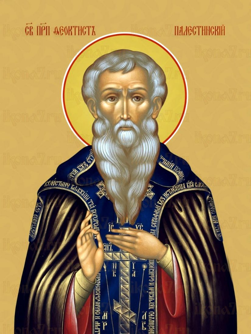 Феоктист Палестинский рукописная Икона на липовой доске (22972)