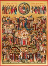 Собор всех святых икона рукописная на липовой доске (24244)