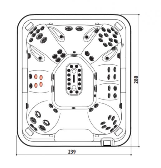Спа бассейн Jacuzzi J509 239х280 см схема 2
