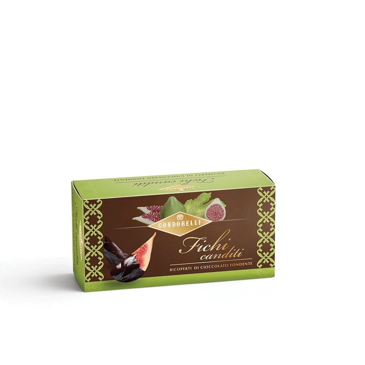 Цукаты из инжира в темном шоколаде, Condorelli, 80 г, Scorzette di fichi candite ricoperte di cioccolato fondente 80 g