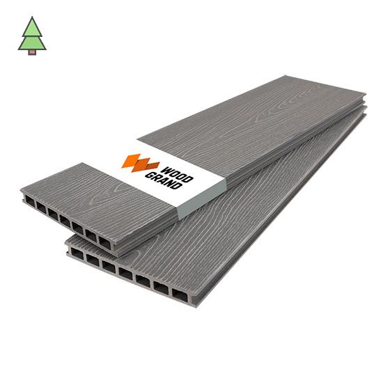Террасная доска из МПК 200*24 мм с Тиснением WoodGrand цвет: Grigio