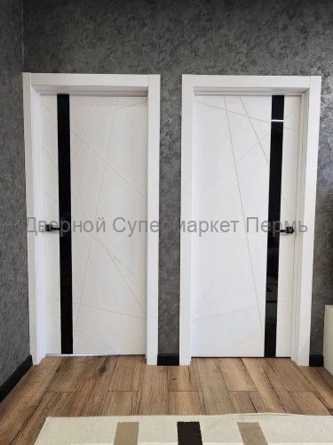 ЛАЙН LINE 02 Белый ПВХ черное стекло