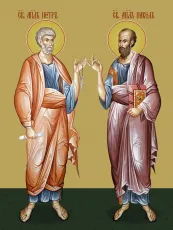 Петр и Павел апостолы икона печатная (холст на дереве)