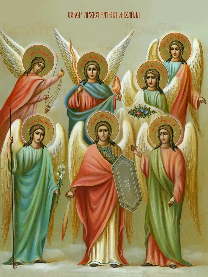 Собор архангела Михаила икона печатная (холст на дереве)
