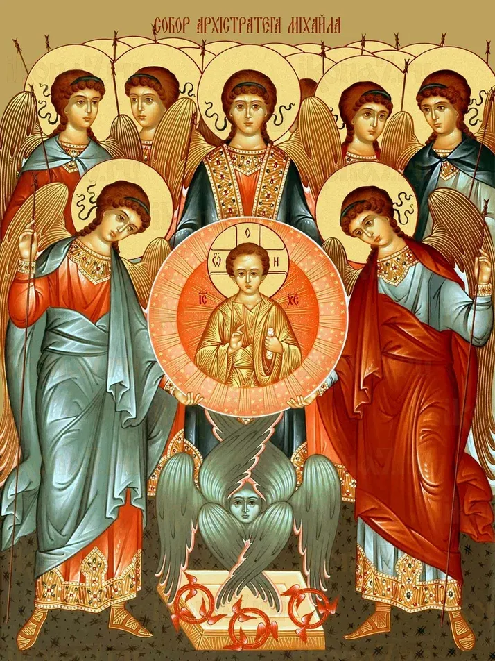 Собор архангела Михаила икона печатная (холст на дереве)
