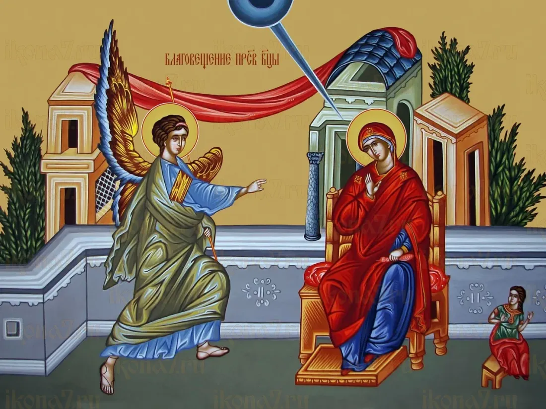 Благовещение икона печатная (холст на дереве)