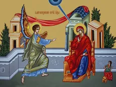 Благовещение икона печатная (холст на дереве)