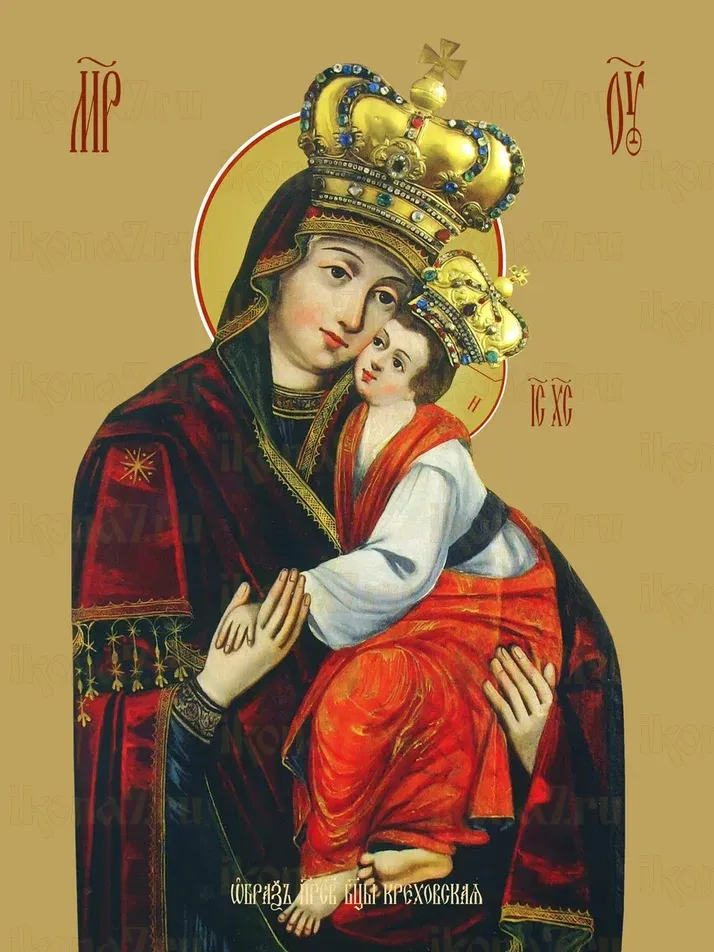 Креховская (Верхратская) икона божьей матери печатная (холст на дереве)