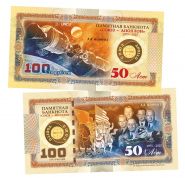 100 рублей — Союз Аполлон. 50 лет истории миссии (1975-2025). Памятная банкнота. UNC Oz Msh