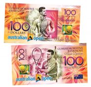 100 долларов — Австралия. Новак Джокович. Australian Open. Памятная банкнота. UNC Oz Msh WB
