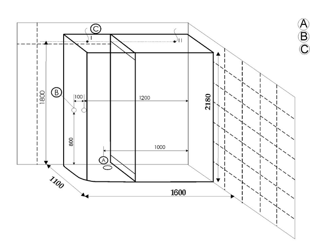 Душевая кабина Frank F916 R 160х110 с финской сауной схема 2