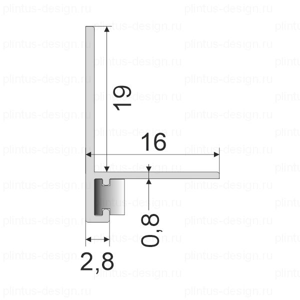L-образный щелевой плинтус ФЕСО белый RAL9016
