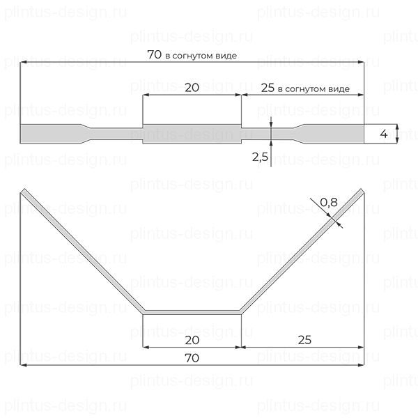 L-образный щелевой плинтус ФЕСО белый RAL9016