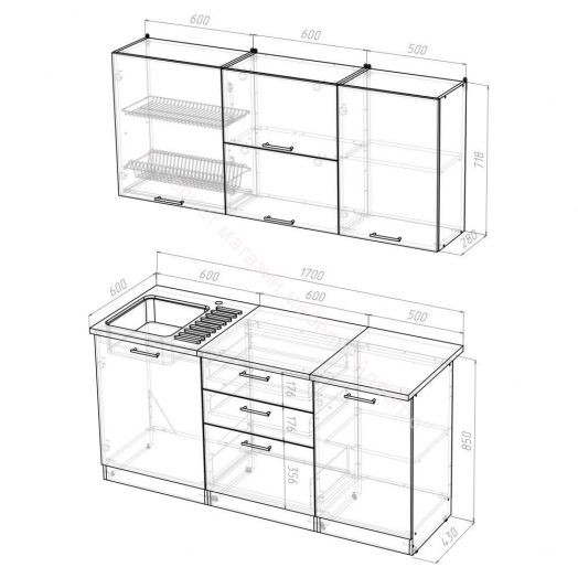 Кухонный гарнитур Татьяна экстра 1700 мм