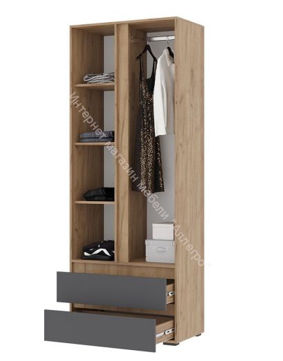 Шкаф 2-х створчатый "Хелен" ШК-01 (Дуб крафт золотой/Серый графит)