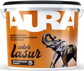 Лак Декоративный Aura Dekor Lasur Color 1кг Бесцветный, Лессирующий, Полуматовый / Аура.