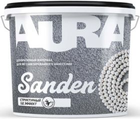 Декоративная Штукатурка Aura Dekor Sanden 12кг 3D Эффект для Механизированного Нанесения / Аура.