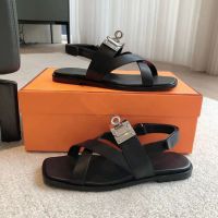 Сандалии HERMES Premium с замком черные