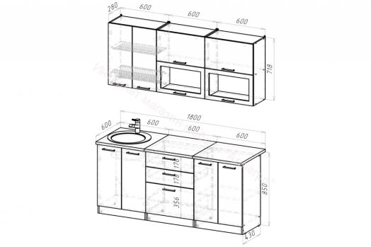 Кухонный гарнитур Паола макси 1800 мм