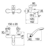 Смеситель для ванны Nobili ABC AB87110 схема 2