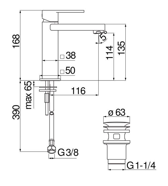 Смеситель для раковины Nobili Loop LP90118 схема 6