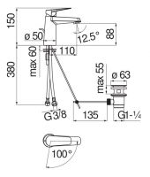 Смеситель для раковины Nobili SKY SYH97118 схема 2