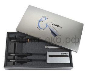 Ручка перьевая Lamy 011 joy черно-серебристая 1,1мм + перо 1,5мм + 1,9мм + картридж