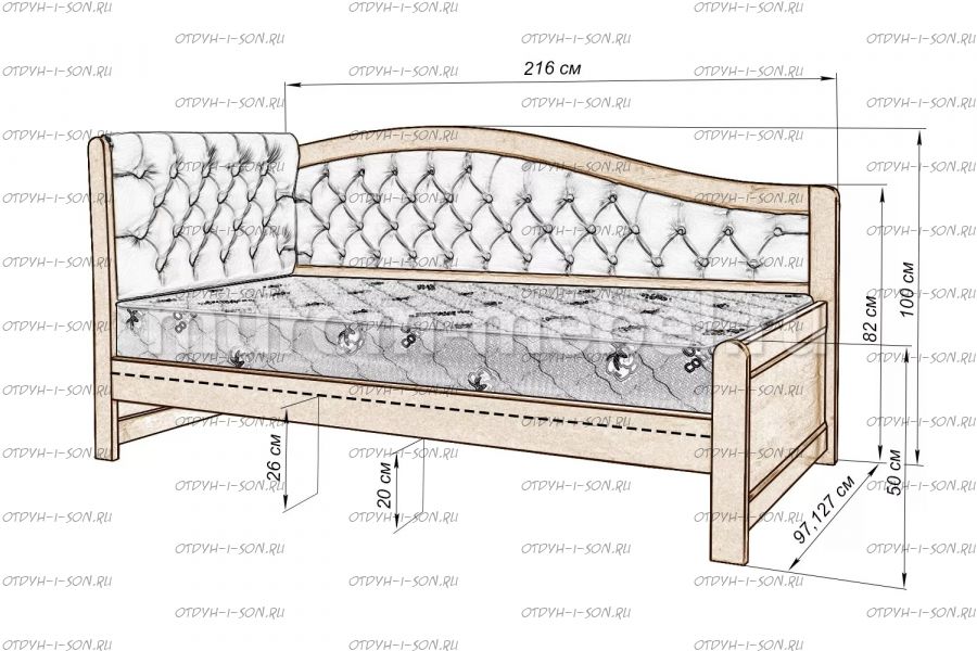 Кровать Вероника Soft-M с каретной стяжкой без ящиков