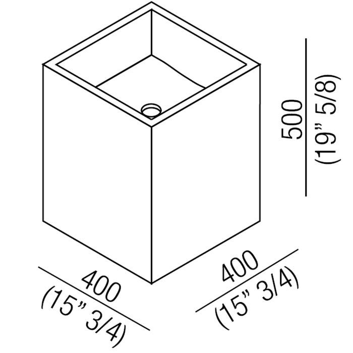 Раковина Agape Cube 40x40x50 см квадратная цвет: натуральный дуб схема 2