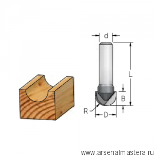 Фреза пальчиковая пазовая WoodPecker 9.5x6x38x8 R4.8 W.P.W. HRB1005