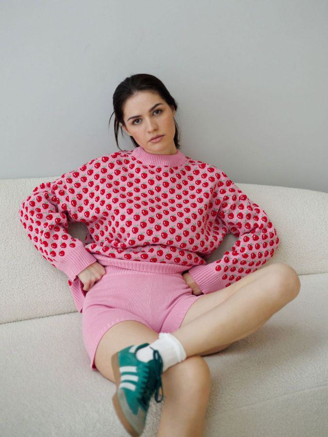 Шорты вязаные розовые