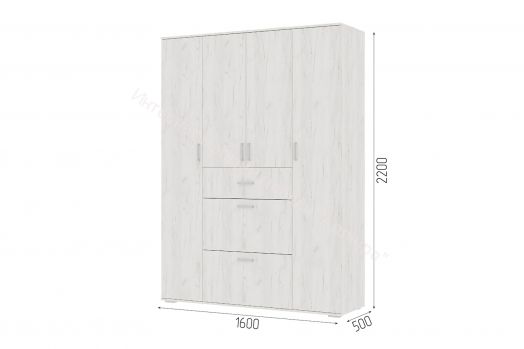 Шкаф распашной "Нельсон" ШК-03 Дуб крафт белый