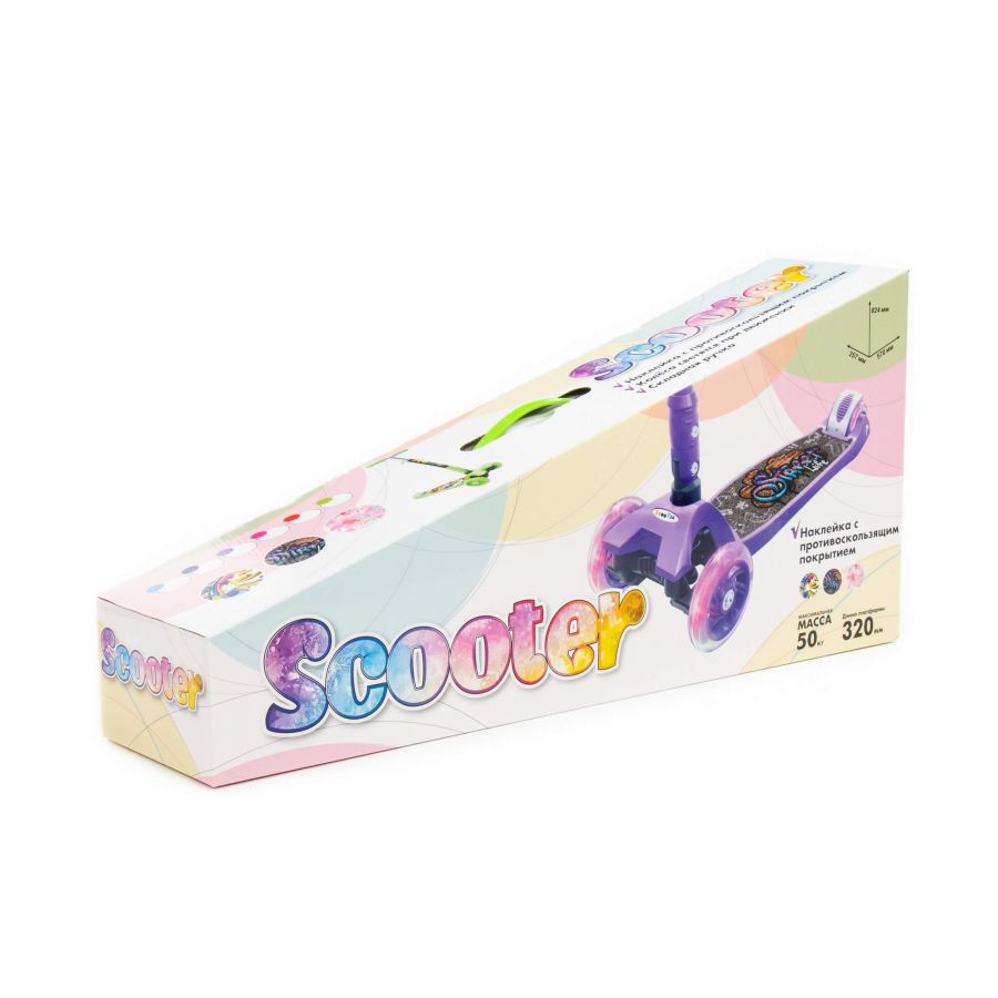 # 0072C Детский самокат (со складной ручкой) (с наклейкой V2) (зелёный) (в коробке)