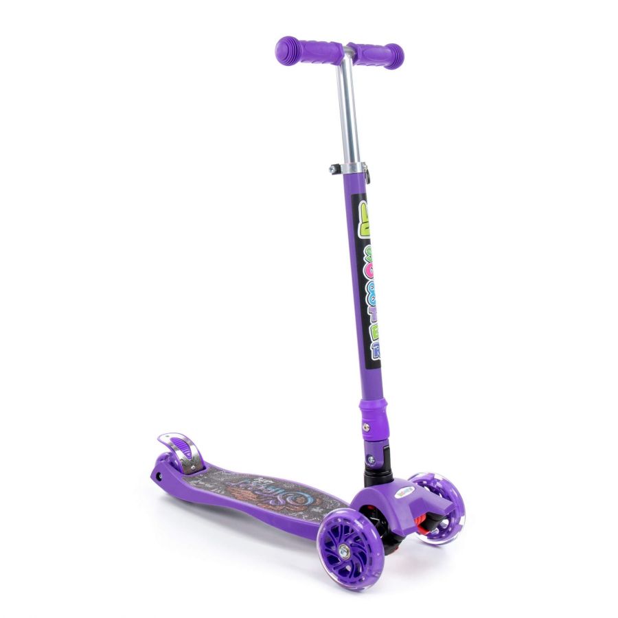 # 0072C Детский самокат (со складной ручкой) (с наклейкой V2) (фиолетовый) (в коробке)