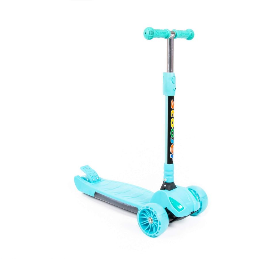 TJ-705L Детский самокат (со складной ручкой) (бирюзовый) (в коробке)