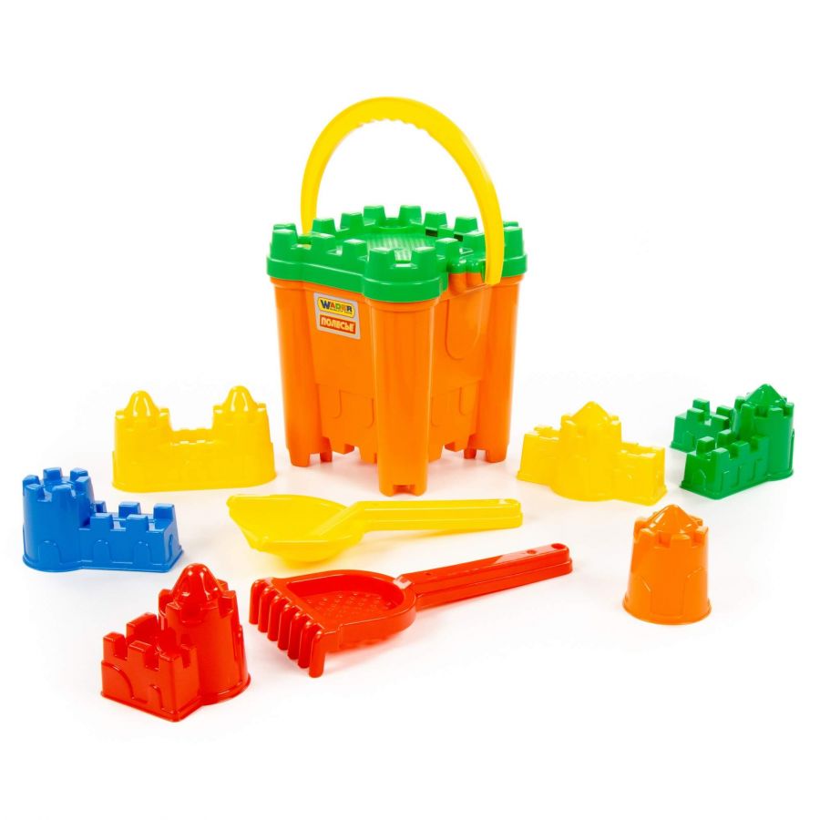 Набор №470: ведро-крепость "Макси", сито-крепость "Макси", лопатка №30, грабельки №30, формочки 6 шт