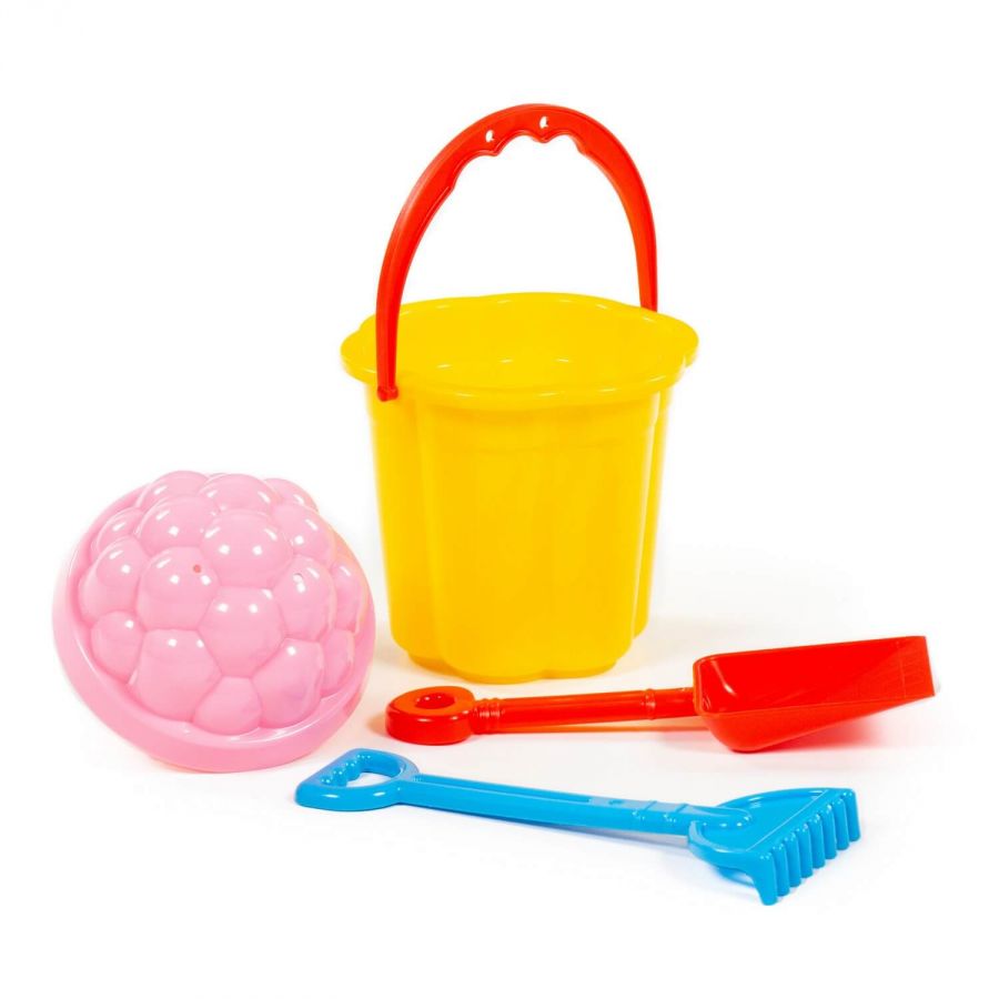 Набор №65: ведро-цветок малое, лопатка малая №3, грабельки малые №3, 1 формочка