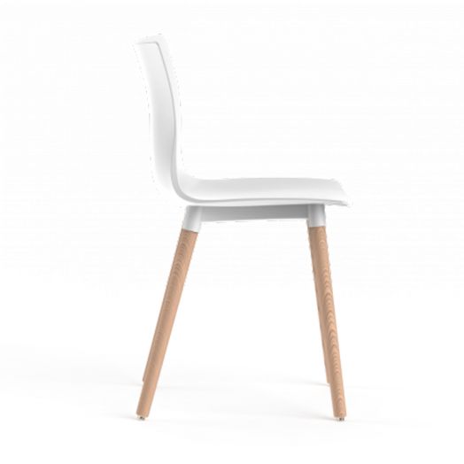 Стул пластиковый с деревянными ножками BESK  (белый)