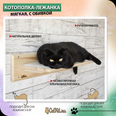 Котополка лежанка (мягкая) натуральное дерево