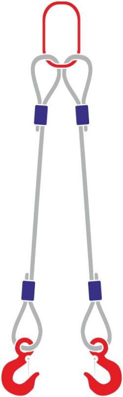 Строп канатный с 2 крюками 1,6Тх2М заплет