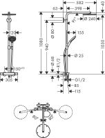 Душевая система Hansgrohe Raindance Select S 27633990 с термостатом полированное золото схема 8