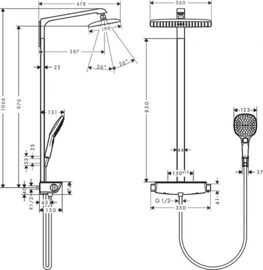 Душевая система Hansgrohe Raindance E 27113400 белая хром ФОТО