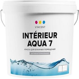 Краска для Ванных Комнат и Кухонь Vincent Interieur Aqua 7 9л Белая, Полуматовая  Устойчивая к Мытью / Винсент Интериор Аква 7.