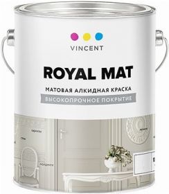 Эмаль Универсальная Vincent Royal Mat 15кг Алкидная, Белая, Матовая для Внутренних Работ.